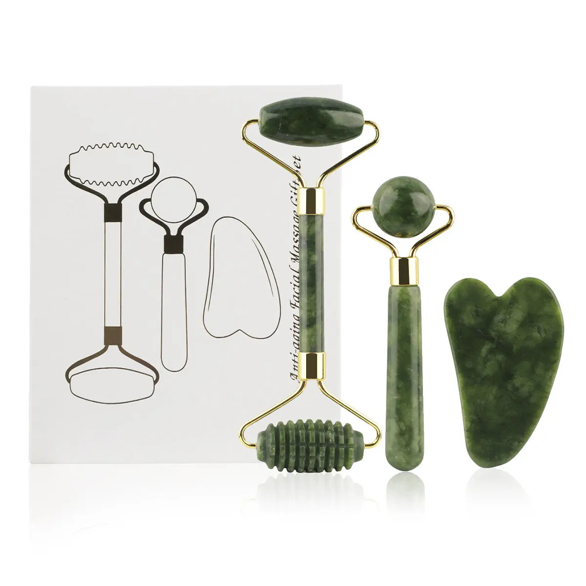 3-in-1 Jade Facial Roller Set