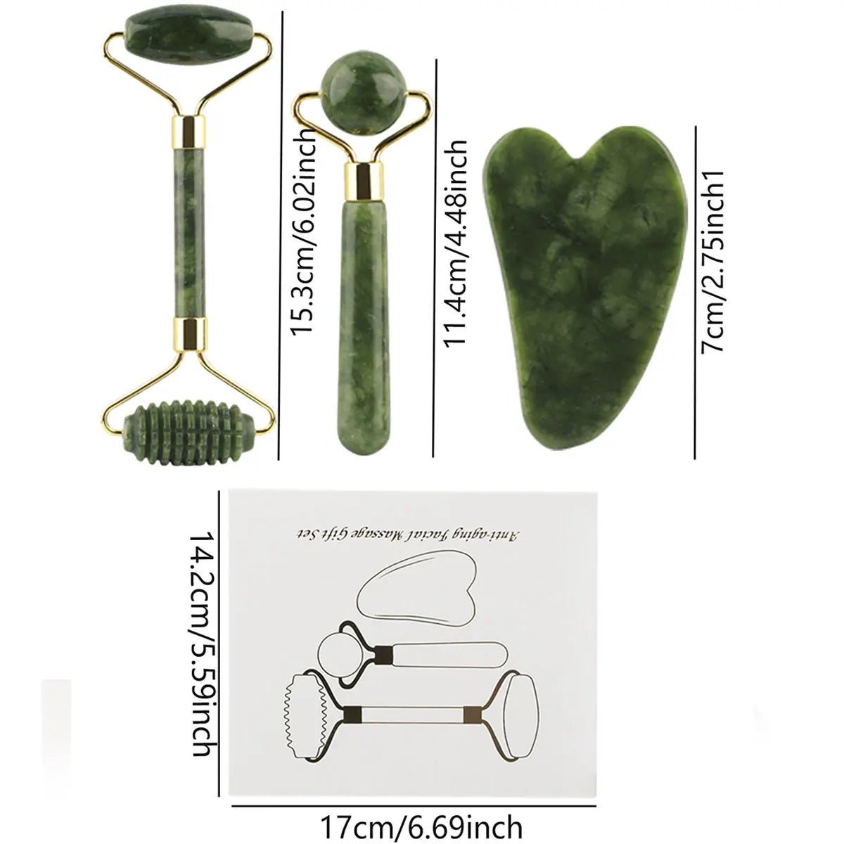 3-in-1 Jade Facial Roller Set